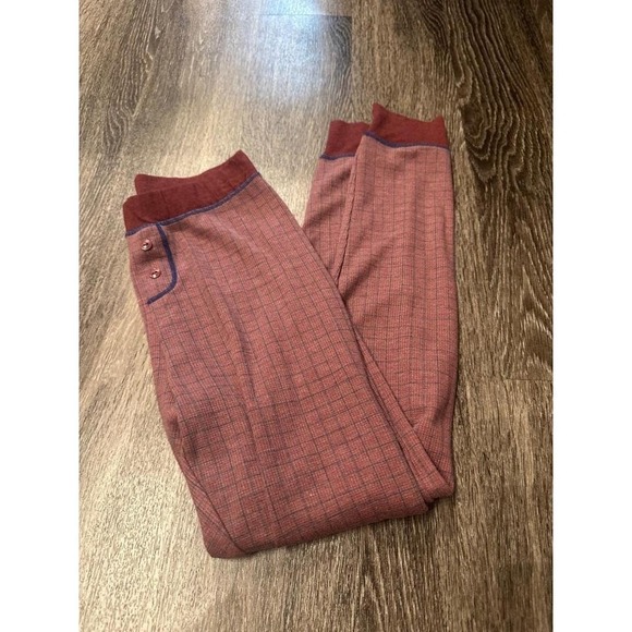 Free People Other - Free People Plaid Lounge Pants Maroon Blue Button Detail Cozy Sleepwear Small